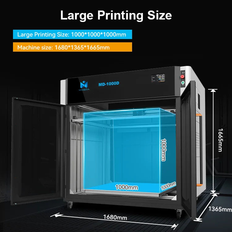 Mingda MD-1000D Klipper New Arrival 1000mm Metal Pellet Quick Faster 500mm/s Fdm Dual Colour 3d Printer Dual Drive Extruder