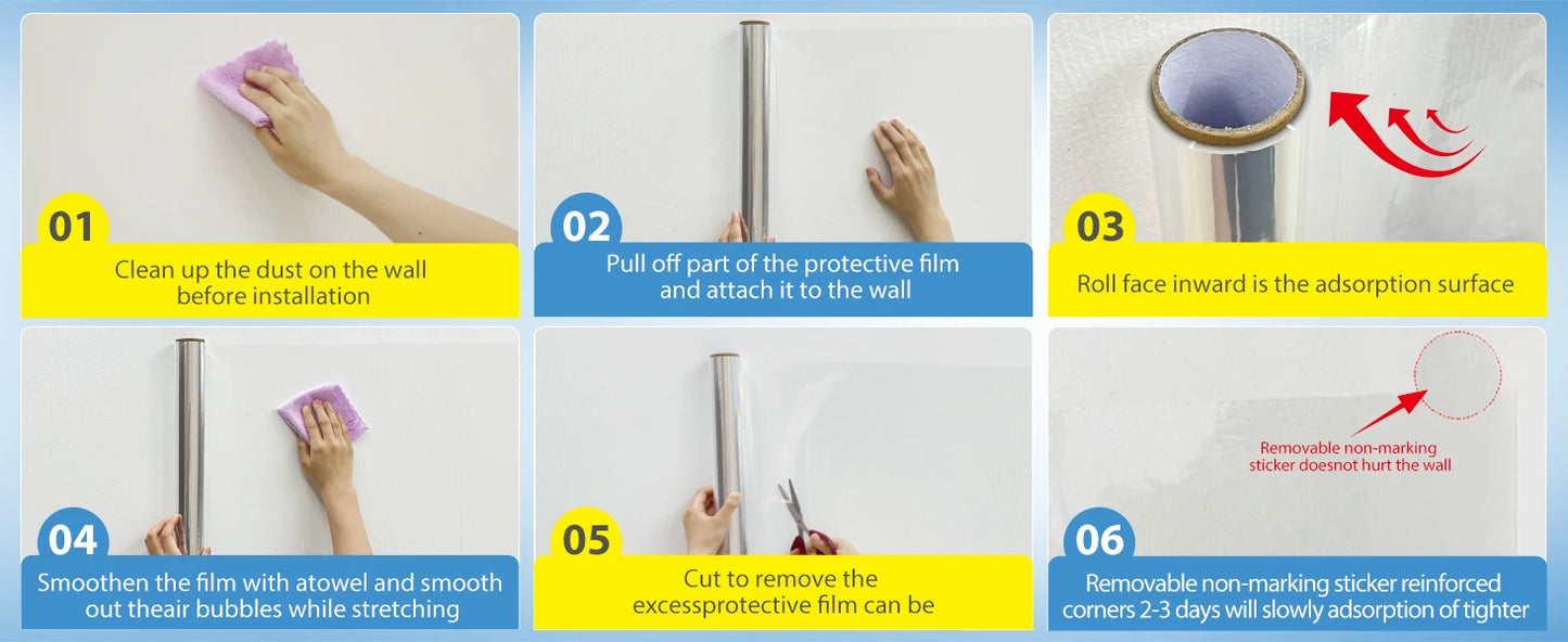 1 roll of transparent waterproof anti fouling electrostatic adsorption wall sticker for kitchen living room and household use