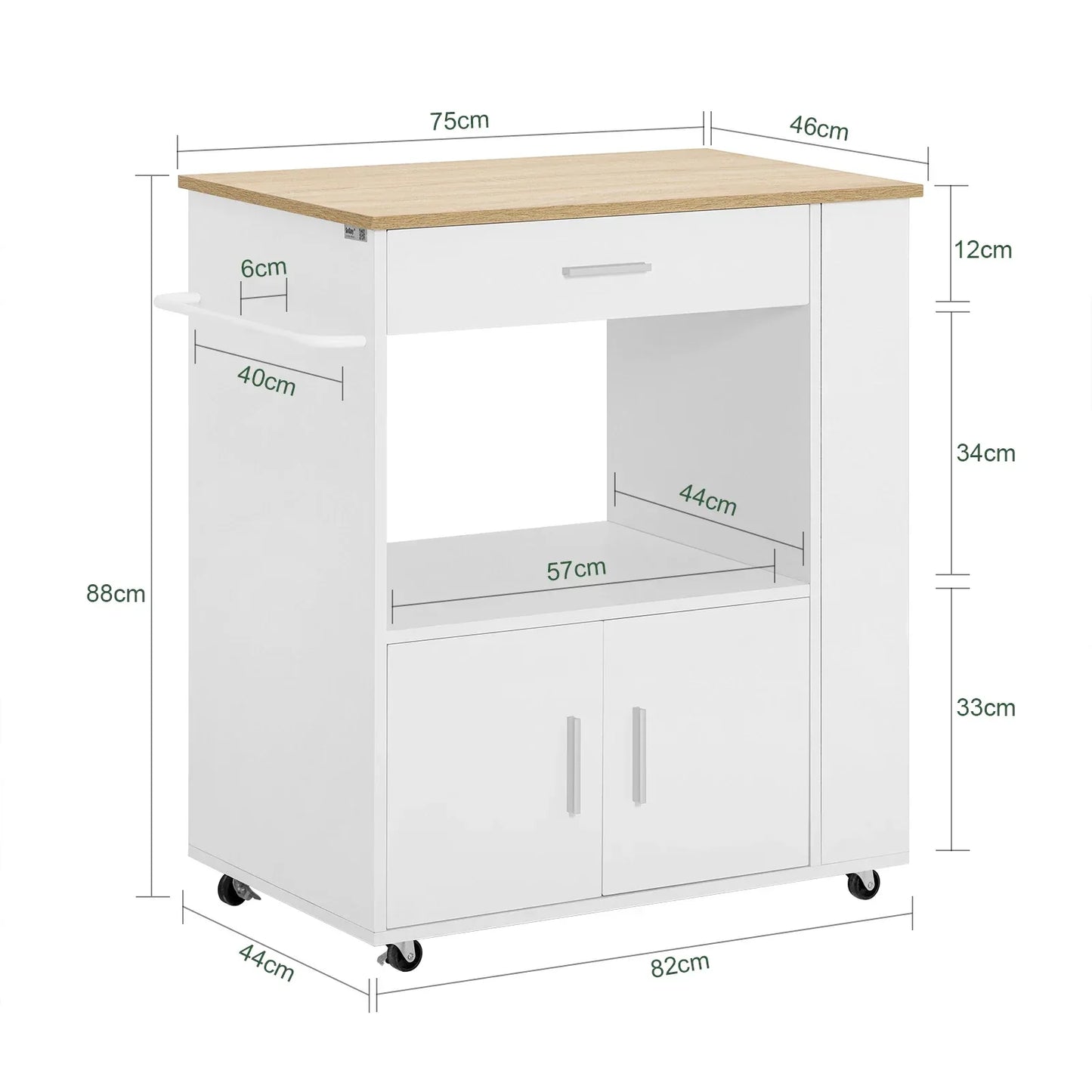 SoBuy FKW113 serving trolley kitchen cart narrow kitchen island on wheels microwave wardrobe trolley for kitchen