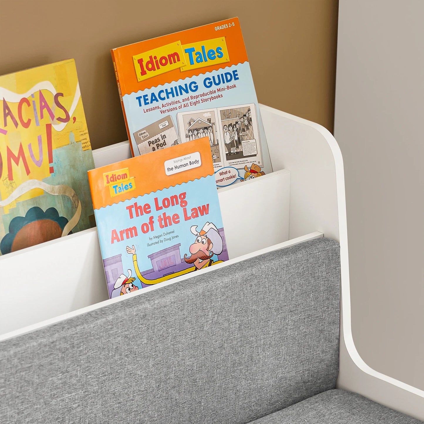 SoBuy KMB66-W kids bench with bookshelf toys chest storage box with roller shoe bench with seat cushion
