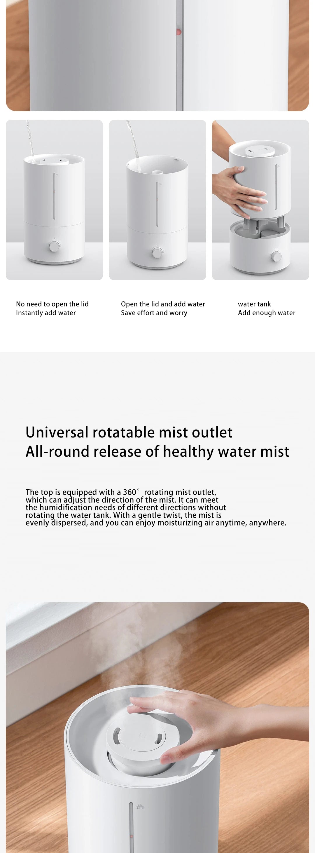 Original Mijia Humidifier 4L Mist Maker Broadcast Aromatherapy Essential Oil Diffuser Scent Home Air Humidifiers
