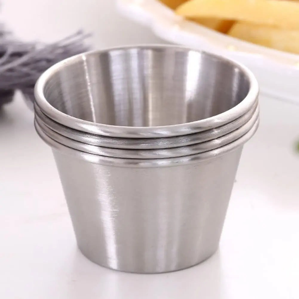 Modern Design 1.5oz Reusable Stainless Steel Sauce Dipping Cup Mini Saucer Dish Bowl for Drinks or Food for Home Use