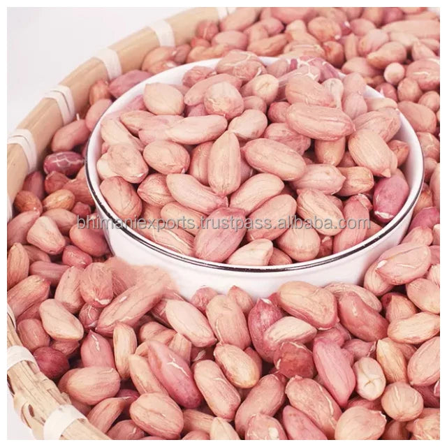 Healthy Snack Red Skin Peanut a Grade Raw Dried Kernels Peeled Peanuts Bulk India Manufacturer GMO Free APEDA Certified