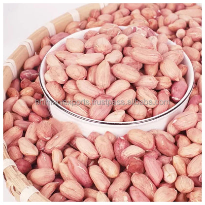Healthy Snack Red Skin Peanut a Grade Raw Dried Kernels Peeled Peanuts Bulk India Manufacturer GMO Free APEDA Certified