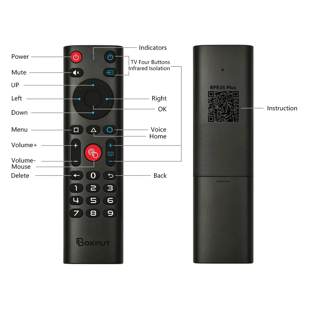 BPR3S PLUS BT Air Mouse Voice Function IR learning TV 2.4G Wireless Remote Controller With Gyroscope for Android TV Box/PC