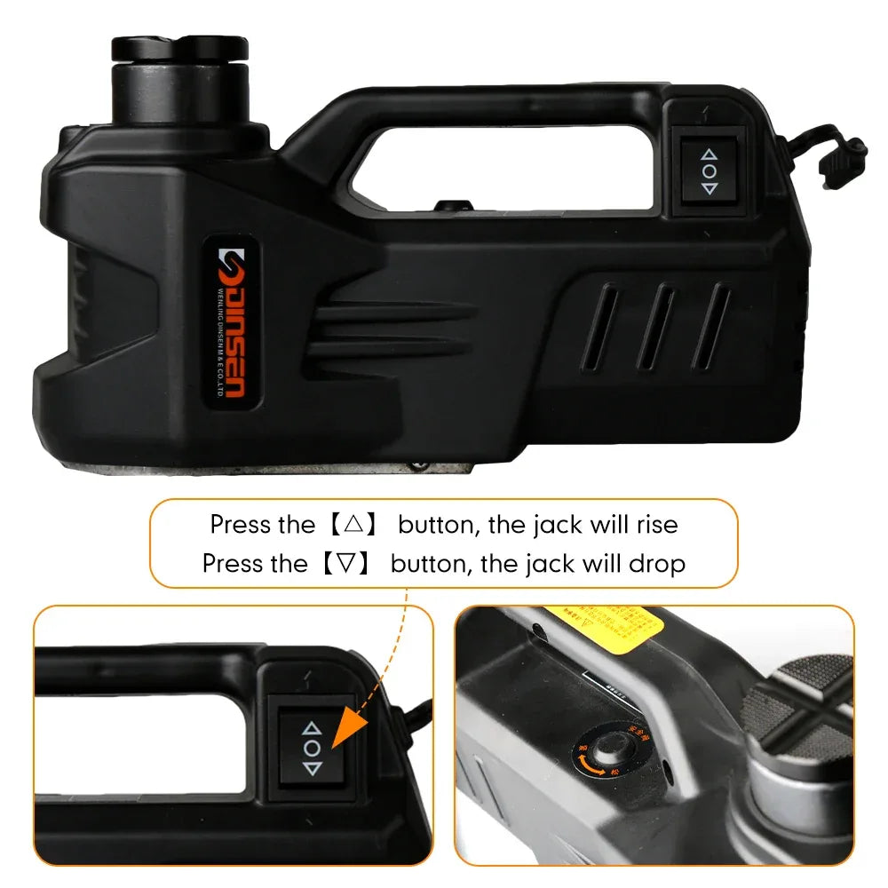 KUNFINE 12V 5Ton 150 W Rated Power 13 A Max.Current Car Electric Tire Lifting Car Jacks Hydraulic Air Infatable Car Floor Jack