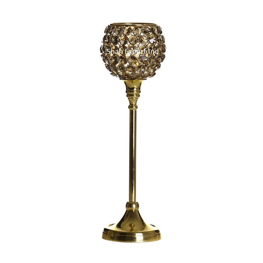 Luxury Silver Crystal Metal Goblet Candle Holders Weddings Christmas Anniversaries Tea Light Candle Stand Centerpieces
