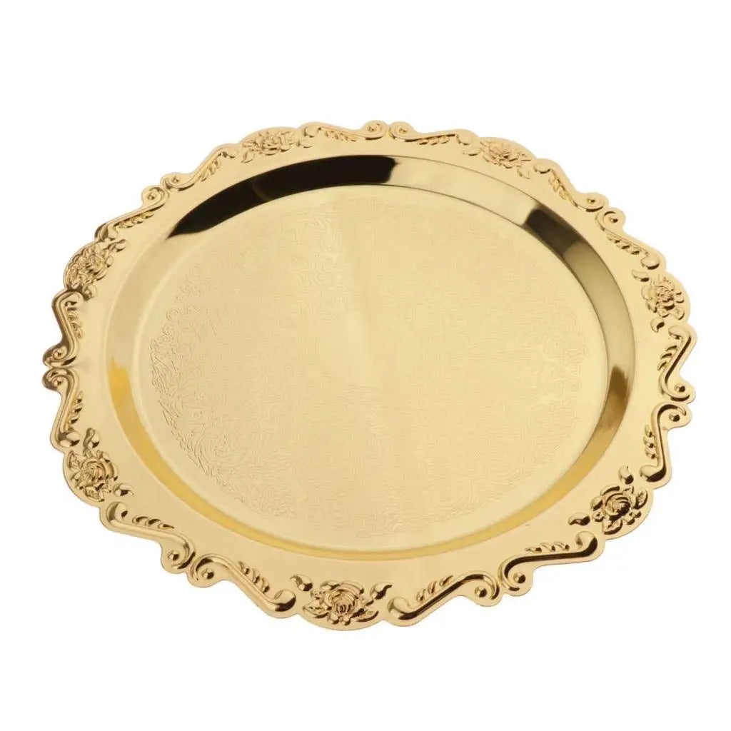 Eco-Friendly Golden Brass Dessert Serving Plate for Birthday Party Fruit Display Cake Stand Snack Platter Home Decor