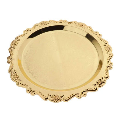 Eco-Friendly Golden Brass Dessert Serving Plate for Birthday Party Fruit Display Cake Stand Snack Platter Home Decor