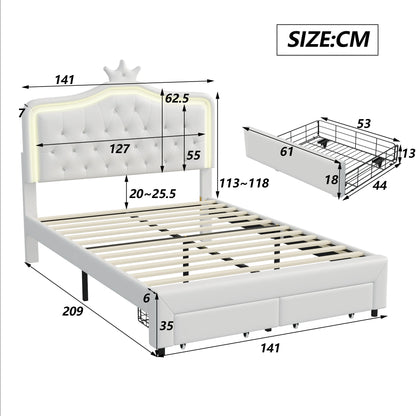 Rosahqnda Children bed Padded Single bed 90*200cm Double Bed 140*200cm girls bed Princesses bed Youth bed Frame PU