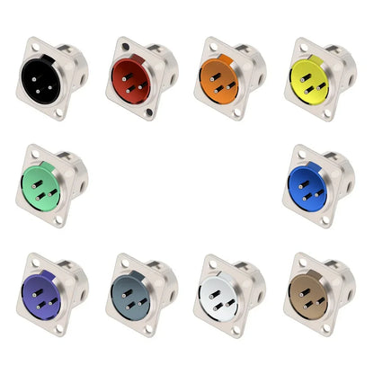 1pc 3Pin Male/Female XLR Speaker Panel Mount Chassis MIC Socket Adapter Audio Jack Connector,Zinc Alloy Shell+Copper Contact