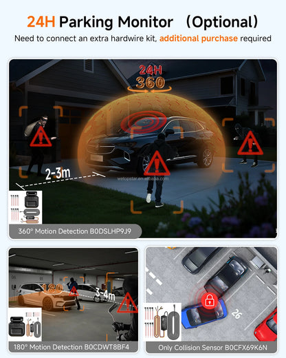 4 Lens Dash Cam with AI DMS Front 4K Recording STARVIS 2 Dashcam Built-in GPS Car Black Box with Parking Monitoring