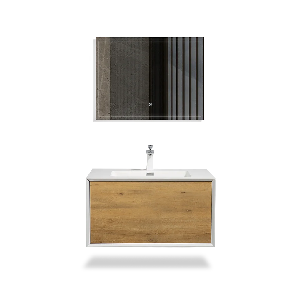 Commercial Sample Available 30 Inch Wall Hung Vanity Modern Bathroom Cabinet with Integrated Sink for Hotel Apartment Project