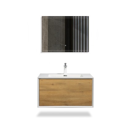 Commercial Sample Available 30 Inch Wall Hung Vanity Modern Bathroom Cabinet with Integrated Sink for Hotel Apartment Project