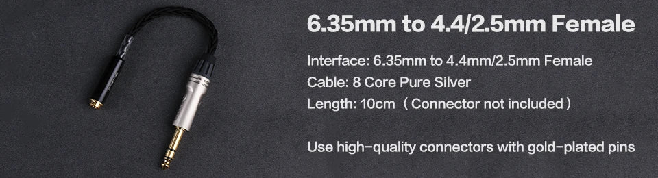 OPENHEART 8 Core High Purity Silver 4.4mm Balanced Male to 4.4mm Balanced Male Audio Adapter Cable 4.4 Male to Male Adapter