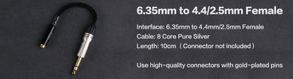 OPENHEART 8 Core High Purity Silver 4.4mm Balanced Male to 4.4mm Balanced Male Audio Adapter Cable 4.4 Male to Male Adapter