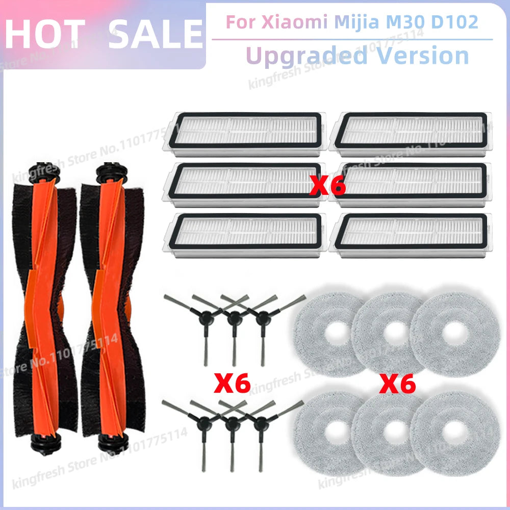 Fit For Xiaomi Mijia M30 D102, Xiaomi X20 Pro D102GL / X20 Max D109GL Parts Main Side Brush Filter Mop Cloth Dust Bag