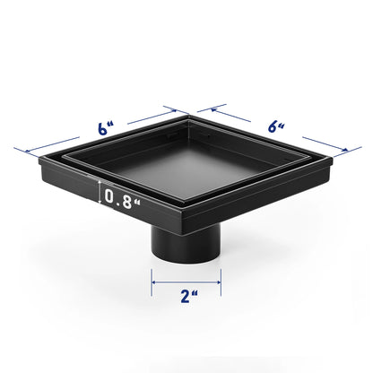 Wholesale Modern 4 Inch 304 Stainless Steel Floor Drain Black Tile-In Design for Bathroom Free Shipping in USA