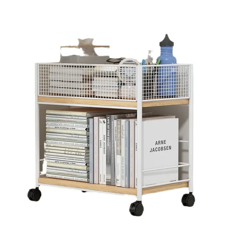 Movable Bookshelf With Wheels Under Desk Organizer Rack Mesh Storage Shelf For Kids Room Dormitory Bedroom Student Bookcase