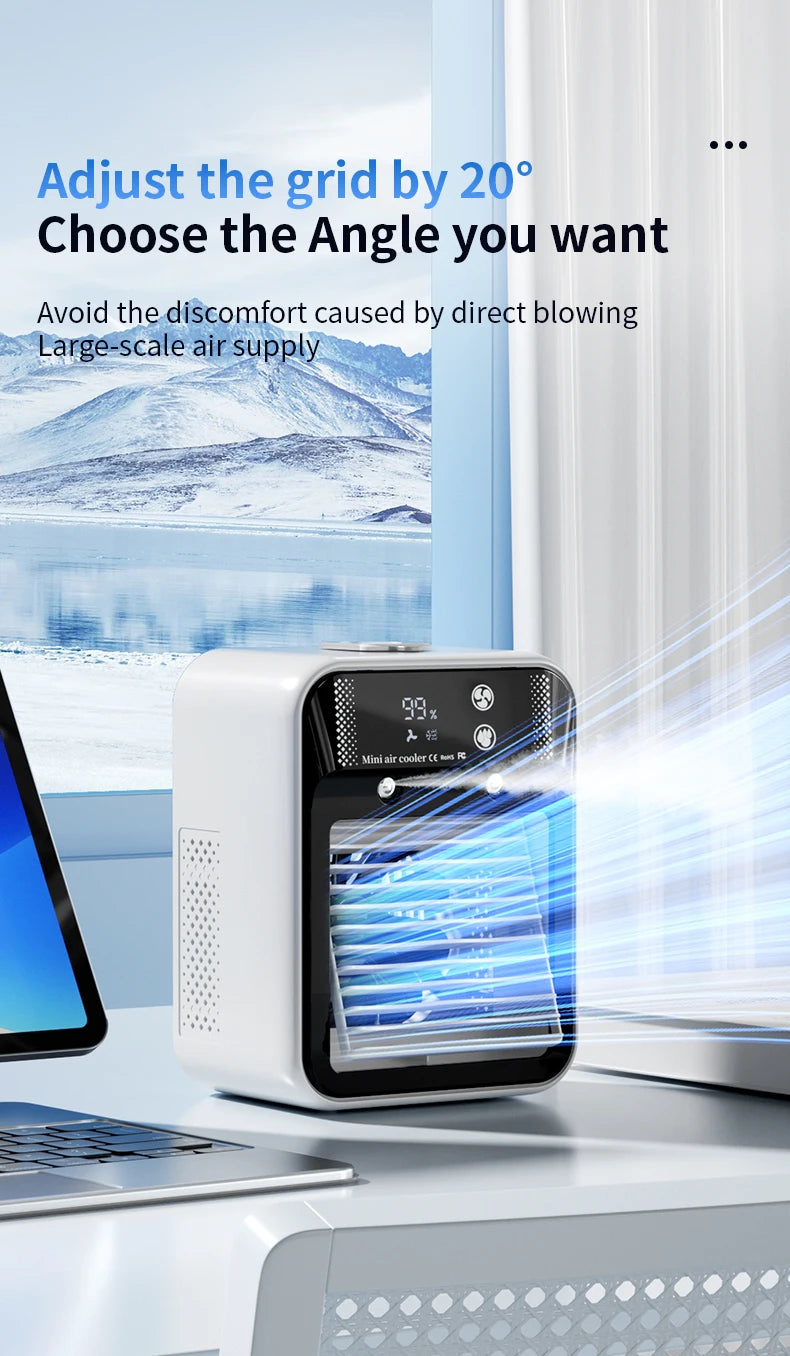 Portable Mini Air Conditioner for Dormitory | Fast Cooling Ultrasonic Nano Mist LCD Display Rechargeable Portable Outdoor Cooler