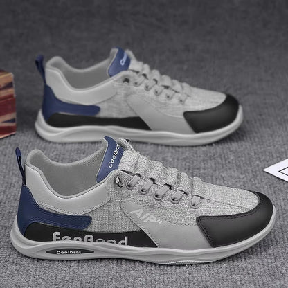 New Style Men's Breathable Lace-Up Sneakers Lightweight Textile Casual Shoes Comfortable Walking Sneakers for Daily Outdoor Use