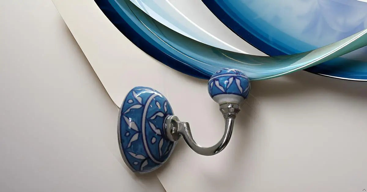 Handmade Blue Ceramic Modern Wall Hooks for Bathrobe Accessories Hotel & School Use Eco-Friendly Lightweight Luxury Gift