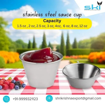 Modern Design 1.5oz Reusable Stainless Steel Sauce Dipping Cup Mini Saucer Dish Bowl for Drinks or Food for Home Use