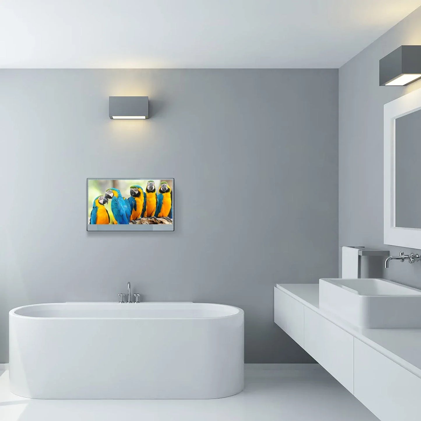 Souria 32inch Smart Mirror Touchscreen FHD LED TV Water Resistant Magic Android Bluetooth DTV Tuner Bathroom SPA Kitchen