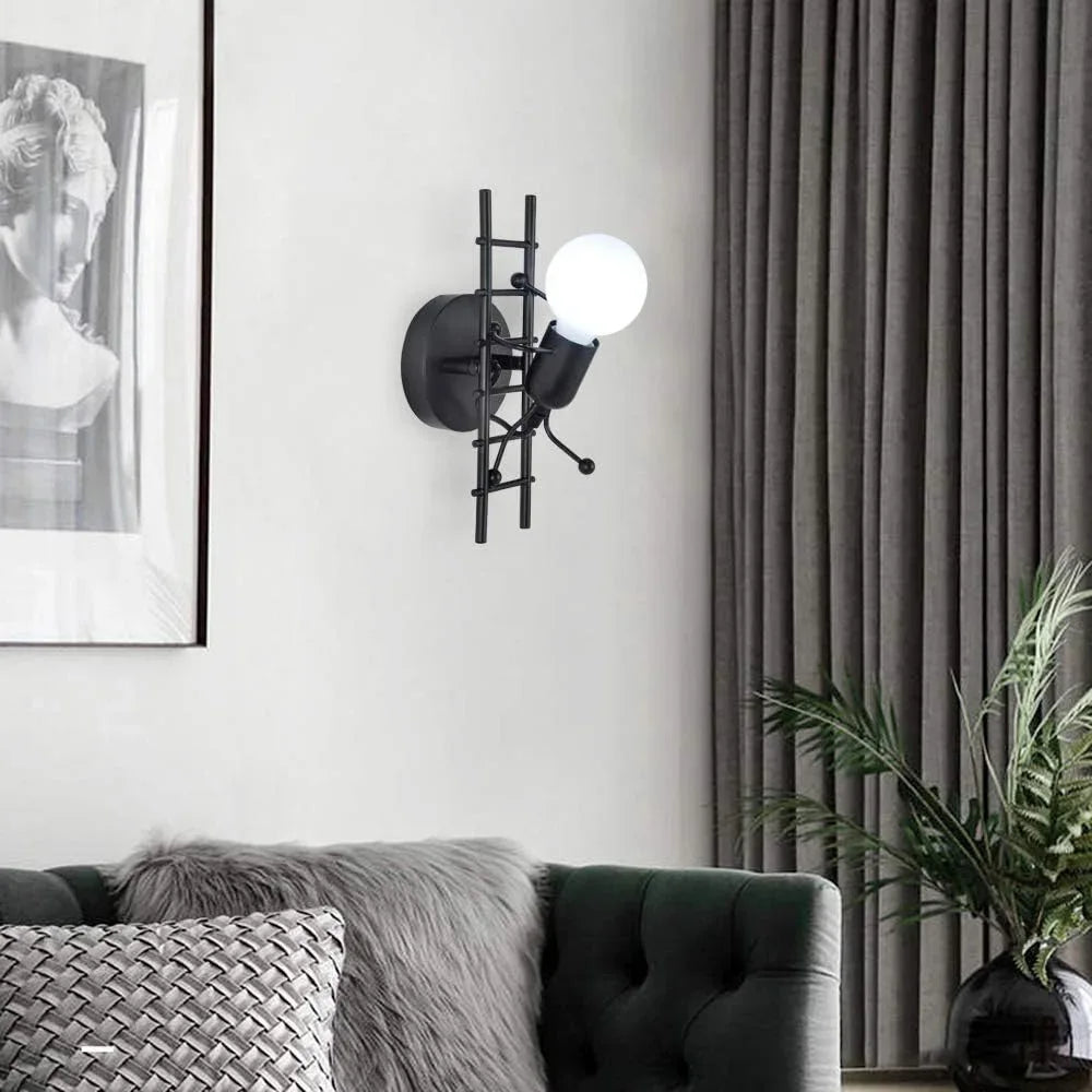 Creative Cartoon Wall Light, Metal Bedside Lamps for Kidsroom Livingroom Dinningroom E27 Bulb not Included