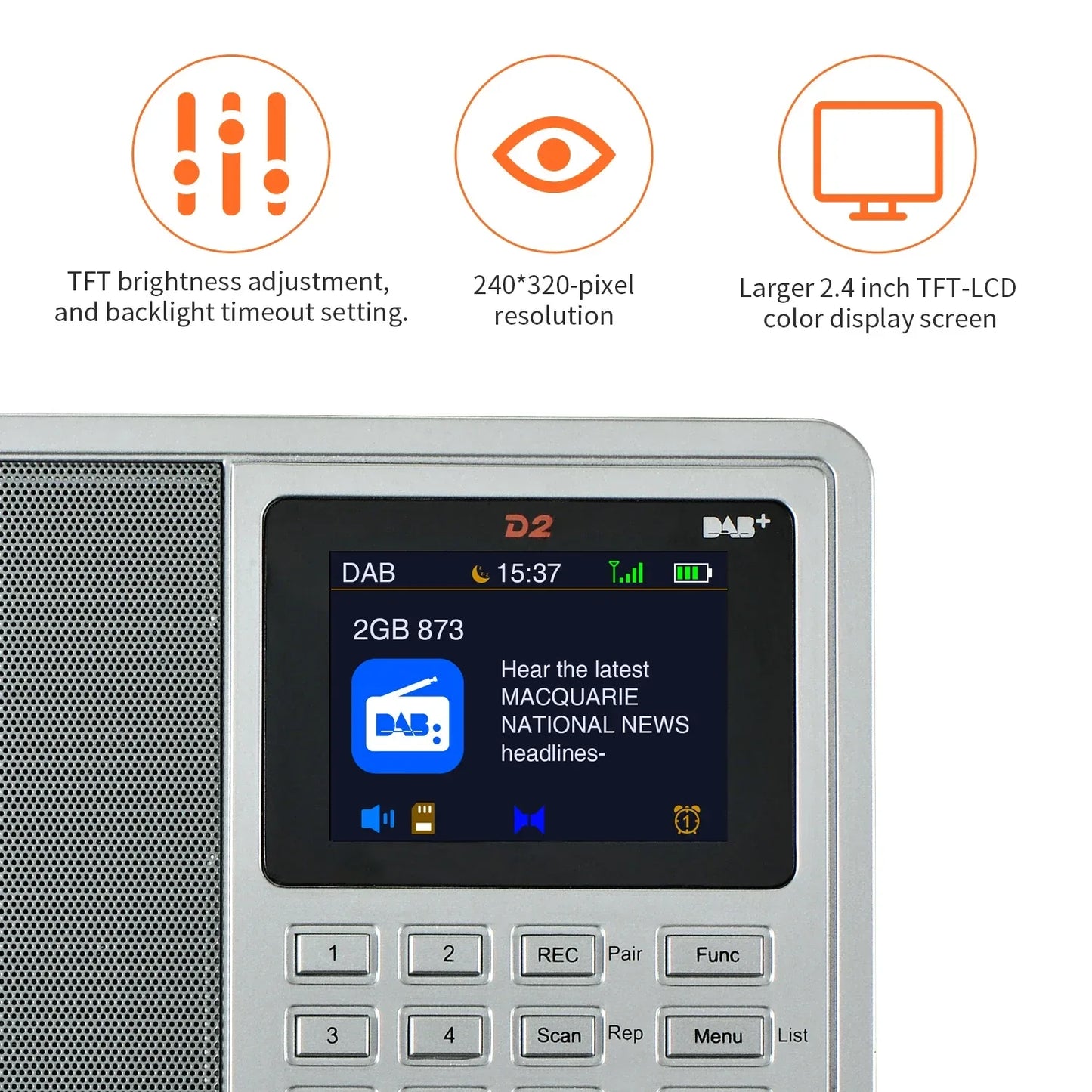 [Genuine]GTMEDIA D2 FM Radio  Portable DAB Digital Bluetooth Speaker AUX IN TF Card Slot MP3 Player Recording Clock Alarm