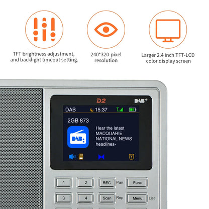 [Genuine]GTMEDIA D2 FM Radio  Portable DAB Digital Bluetooth Speaker AUX IN TF Card Slot MP3 Player Recording Clock Alarm