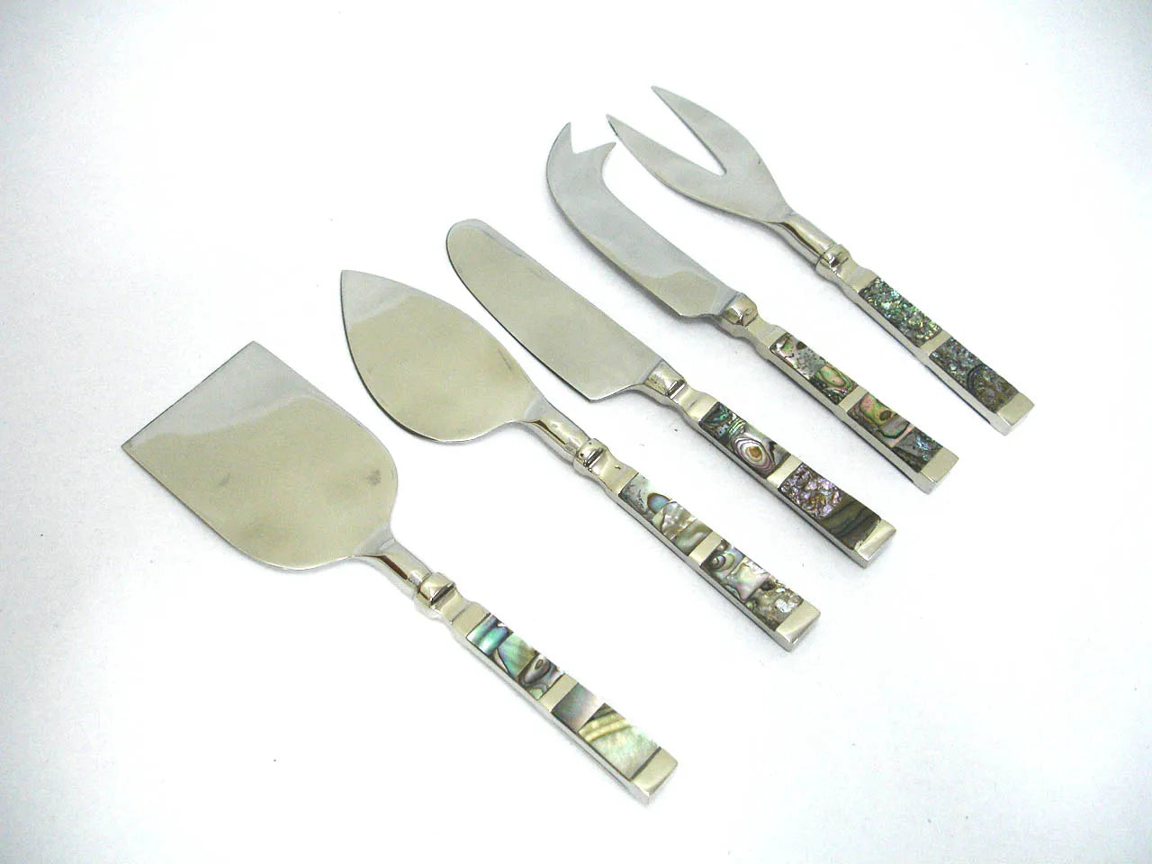 Hot Selling 304 Stainless Steel 5 Pcs Gold Flatware Sets with MOP or Resin Designer Handle Luxury Wedding Party Cutlery Set
