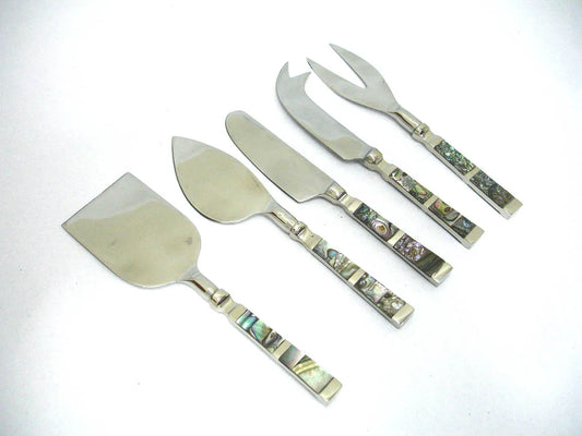 Hot Selling 304 Stainless Steel 5 Pcs Gold Flatware Sets with MOP or Resin Designer Handle Luxury Wedding Party Cutlery Set