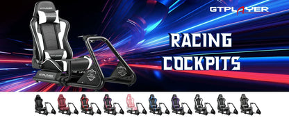 GTPLAYER Racing Simulator Cockpit with Seat, Sim Racing Cockpit Multi-function Adjustable Gaming Wheel Stand for G25 G27 G29