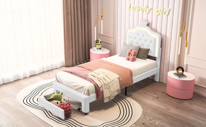 Rosahqnda Children bed Padded Single bed 90*200cm Double Bed 140*200cm girls bed Princesses bed Youth bed Frame PU