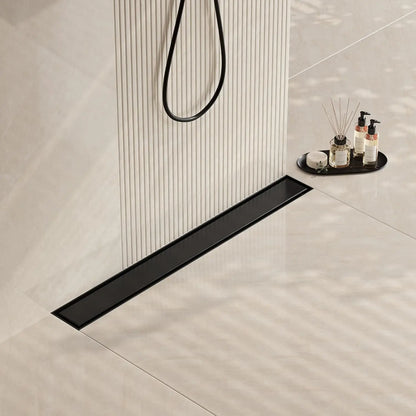 US CUPC Certified Recessed Linear Shower Drain 24 Inch Black Long Floor Drain Stainless Steel Ships From US