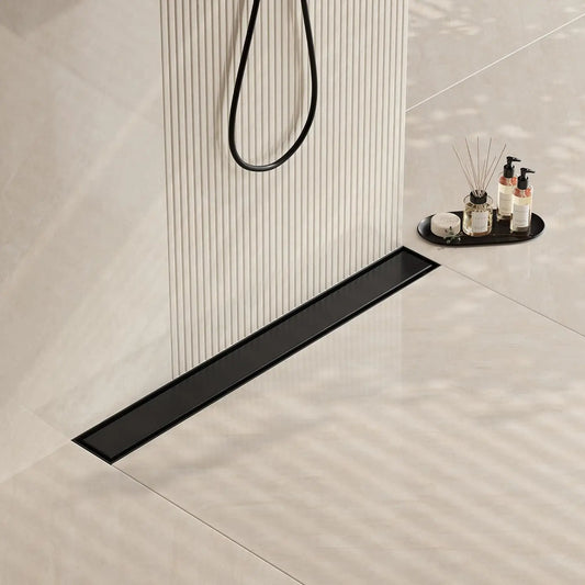 US CUPC Certified Recessed Linear Shower Drain 24 Inch Black Long Floor Drain Stainless Steel Ships From US by PDG ibma