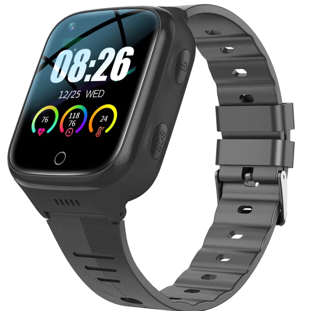 2025 QC V12 4G Elderly Smartwatch 1000mAh IP67 Tracker SOS Fall Alarm Voice Call Video Chat GPS LBS WiFi Two-Way Talk Square TFT
