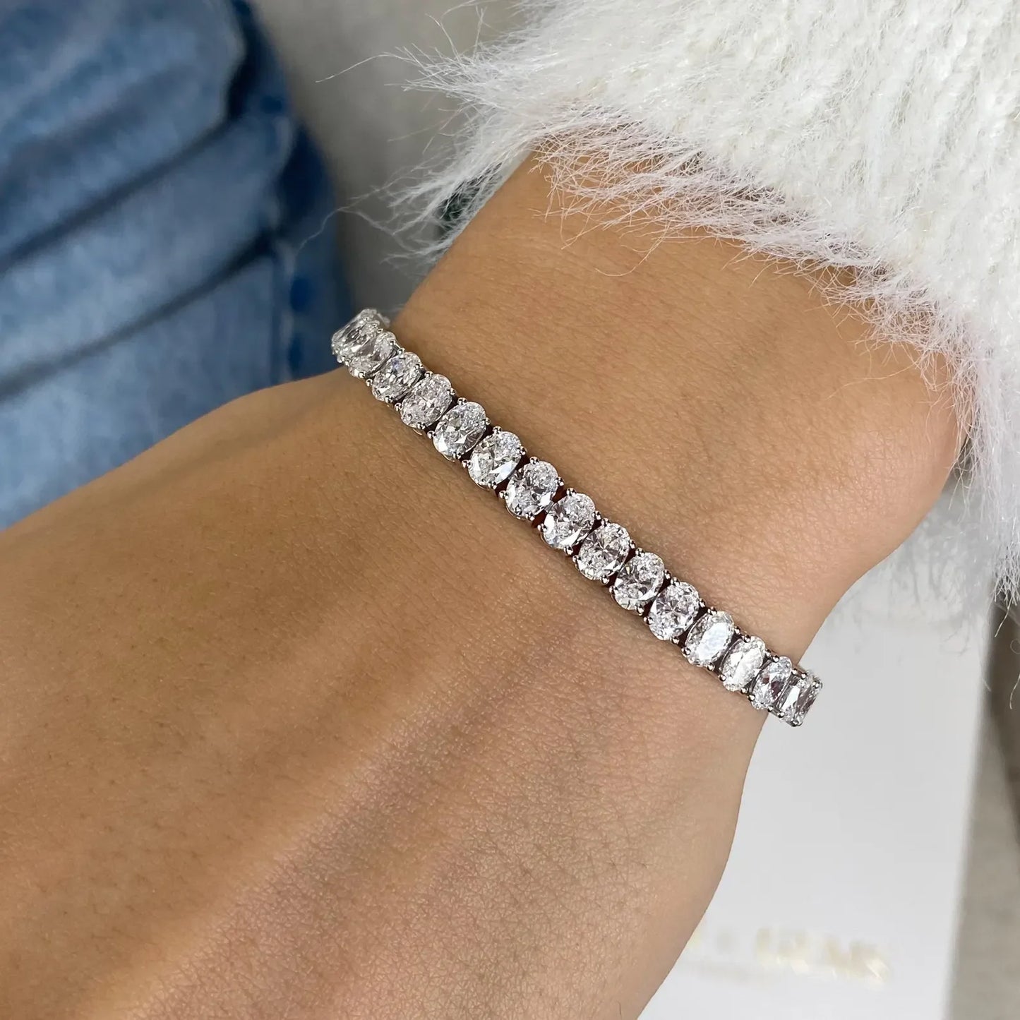 JBR & CO Famous Style Oval Cut IGI Certified Lab Grown Diamond 14k Solid Gold Bracelet High End Fashion Luxury Jewelry Women Gif