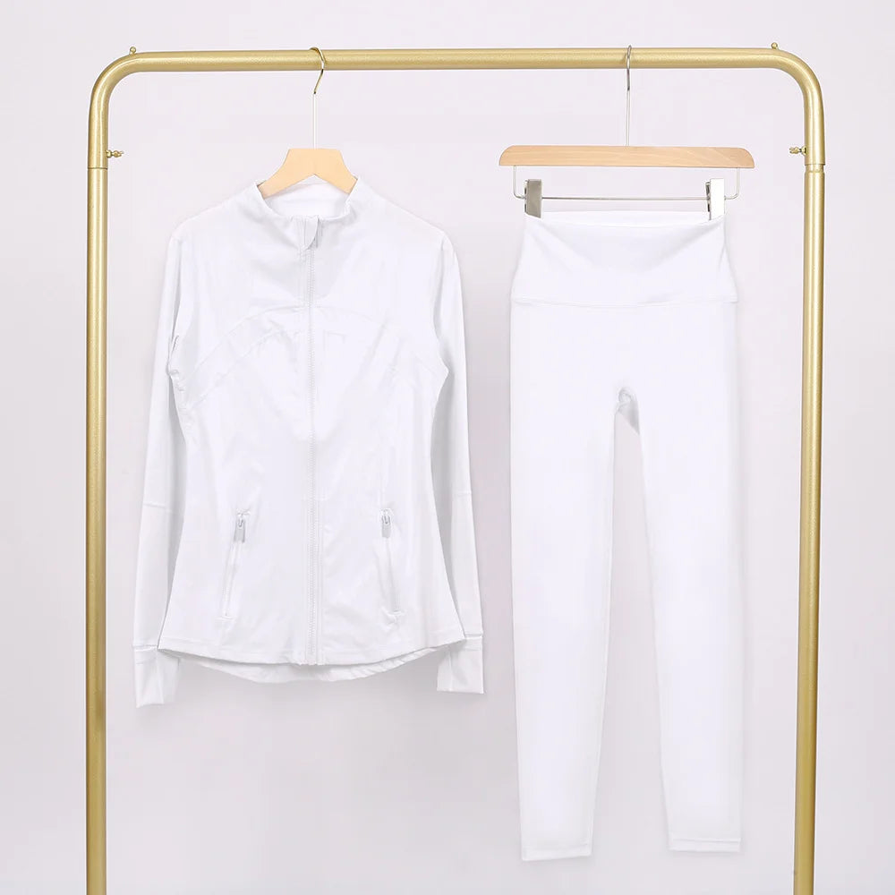 Women Yoga Jacket Women's Yoga 2-piece Set Jacket Yoga Wear Sports Fitness Yoga Wear Short Stand Collar Zipper
