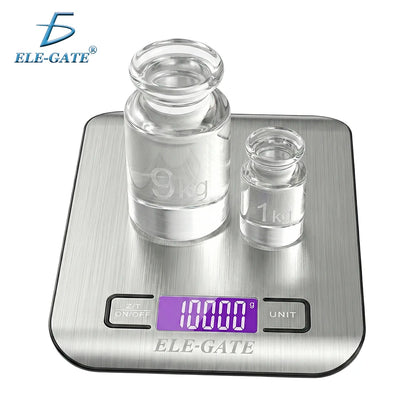 1g Accuracy Digital Kitchen Scale with 10kg Capacity Stainless Steel LCD Display Battery Powered