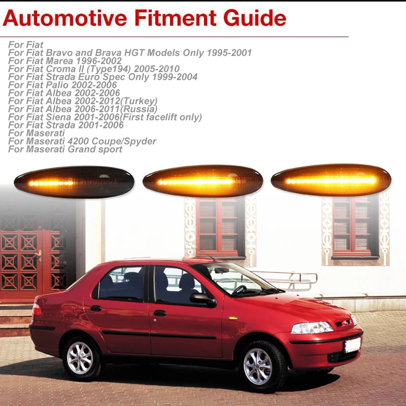 iJDM Dynamic Led Amber Side Marker Indicator Light Turn Signal Lamp For Fiat Strada Marea Bravo 99-01 Palio Albea 2002-2006