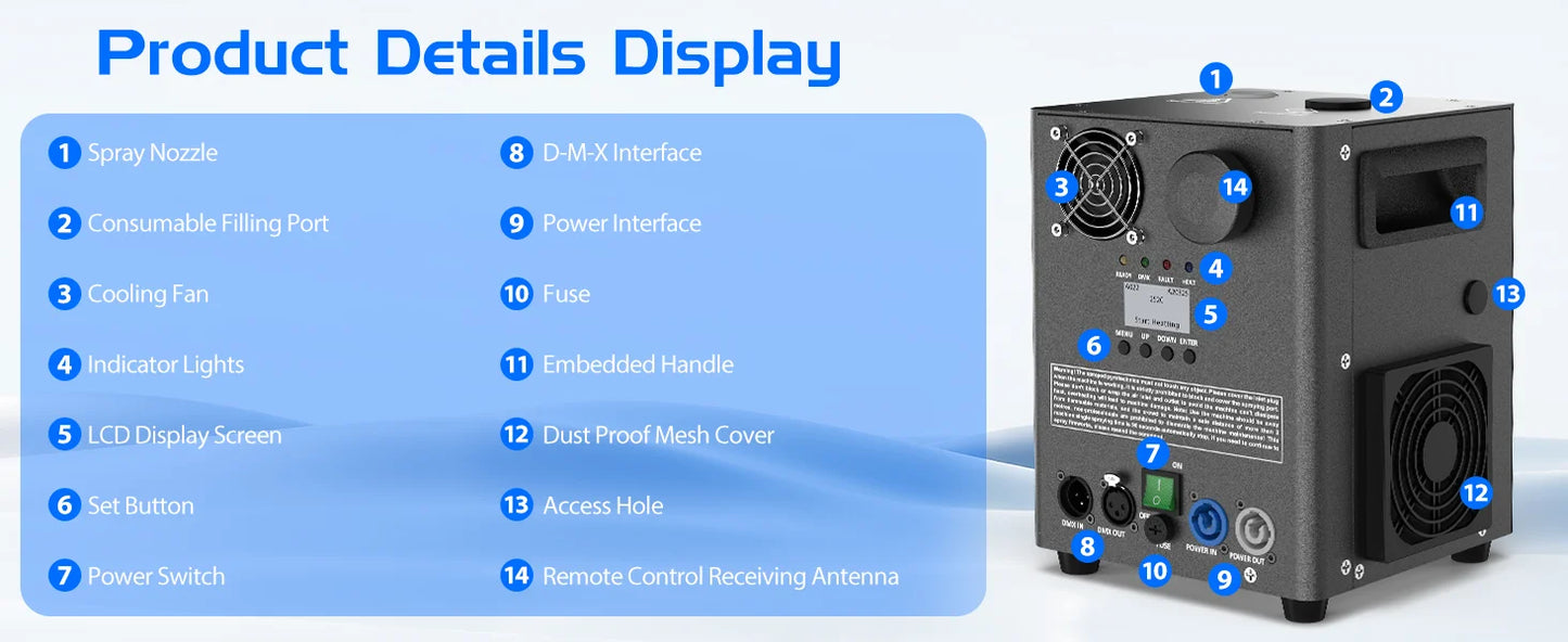 Fieryzeal 800W Cold Spark Machine Stage Equipment Cold Flame Sprayer Electronic Spark Machine DMX Control for DJ Party Wedding