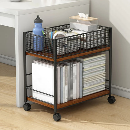Movable Bookshelf With Wheels Under Desk Organizer Rack Mesh Storage Shelf For Kids Room Dormitory Bedroom Student Bookcase