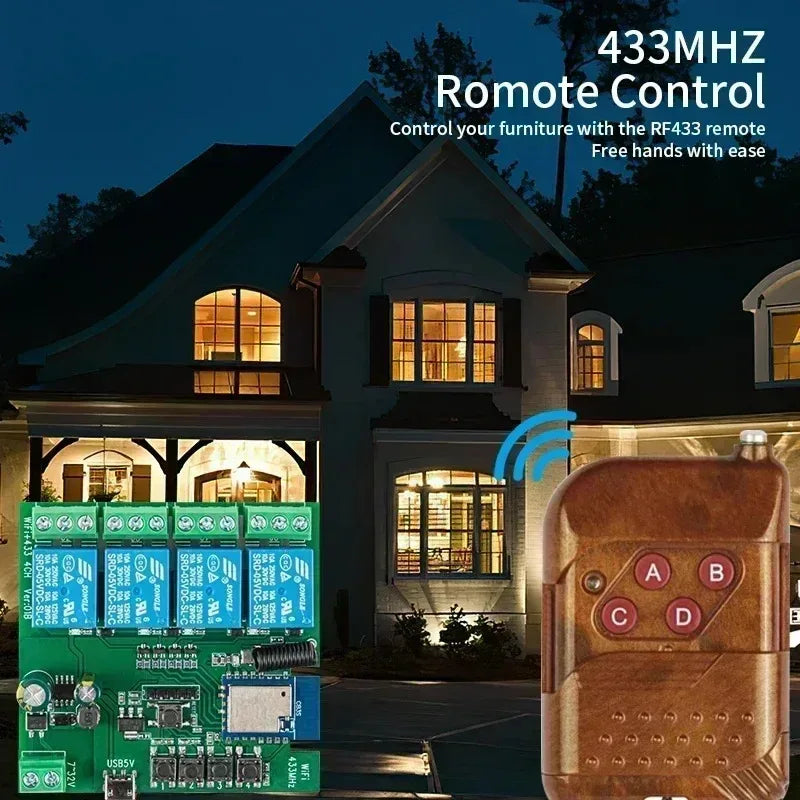 Tuya Smart Switch Wifi Garage Door Wifi Relay Switch Wifi RF 4 Channel Module 85-265V Wifi Curtain Module Wireless Switch