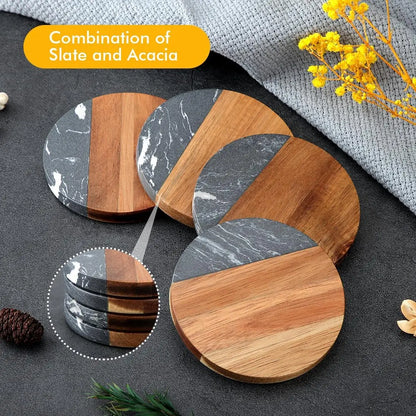 Decorative Wooden Marble coaster for Your Drinks Handcrafted with Felt Pads and Care a Perfect Choice for Your Table Top Decor