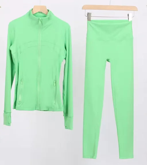 Women Yoga Jacket Women's Yoga 2-piece Set Jacket Yoga Wear Sports Fitness Yoga Wear Short Stand Collar Zipper