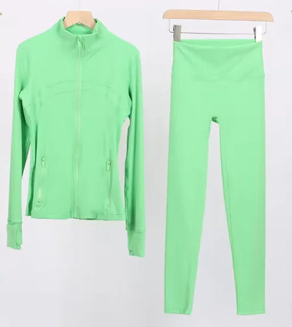 Women Yoga Jacket Women's Yoga 2-piece Set Jacket Yoga Wear Sports Fitness Yoga Wear Short Stand Collar Zipper
