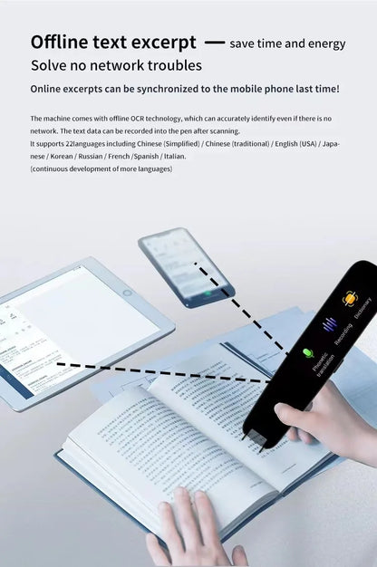 Scanning Translation Pen Portable Translator Spanish Russian Arabic Portuguese Korean French Ukraine Hebrew Offline Translate A6