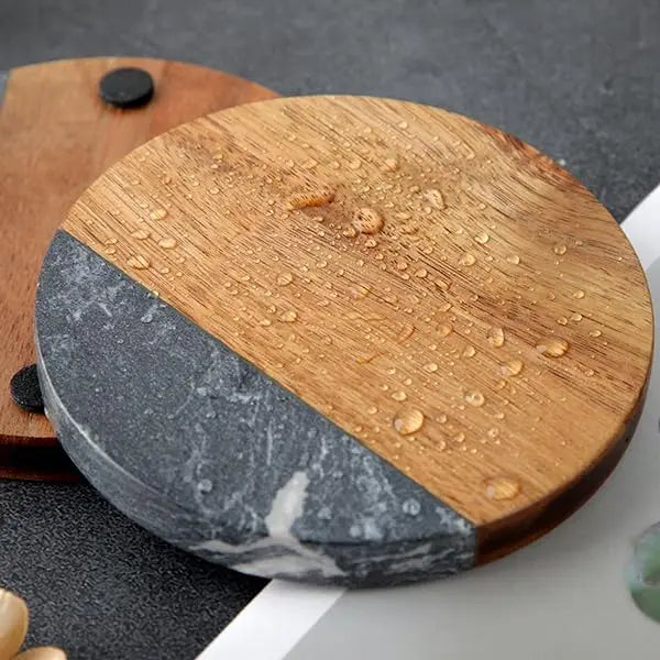 Decorative Wooden Marble coaster for Your Drinks Handcrafted with Felt Pads and Care a Perfect Choice for Your Table Top Decor